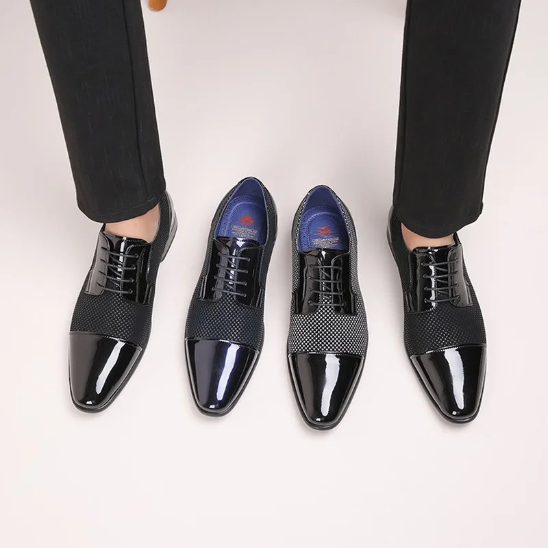 

Business Shoes British Groom Shoes Comfy Business Men Dress Shoes Patent Leather Office Footwear High Quality
