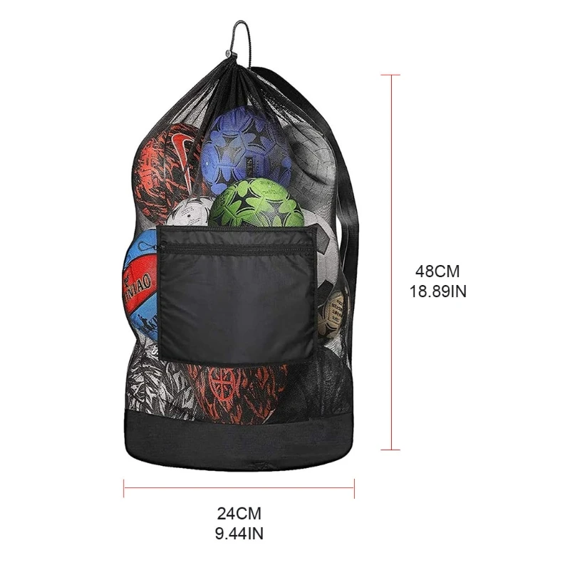 

Mesh Beach Bag Large Tote Backpack Swim and Pool Kids Toys Balls Storage Duble Adjustable Shoulder Strap Polyester