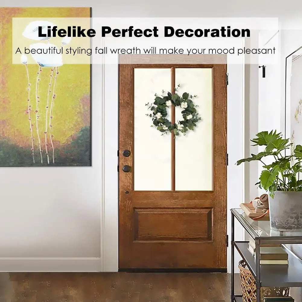 

Simulation Eucalyptus Green Leaf Money Leaf Eucalyptus Cotton Wreath Front Door Lintel Door Wall Wall Home Spring Decoration