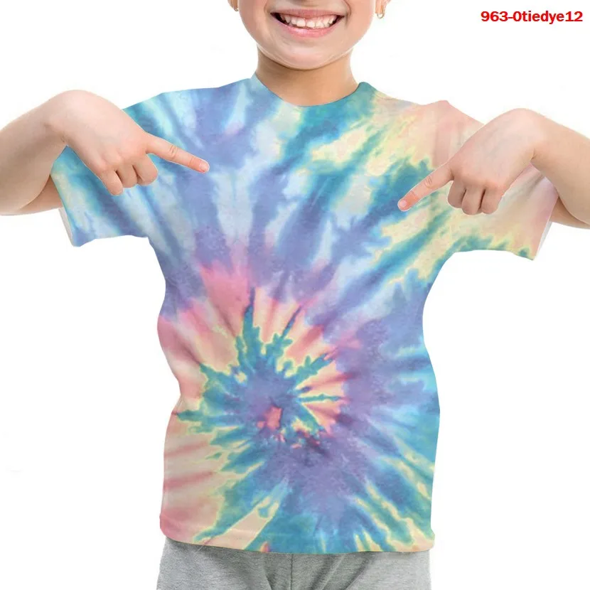 

Tie Dye 3D Printed Cartoon Children Anime T Shirts Summer Boys and Girls High Quality Funny Casual Streetwear Short Sleeves Tee