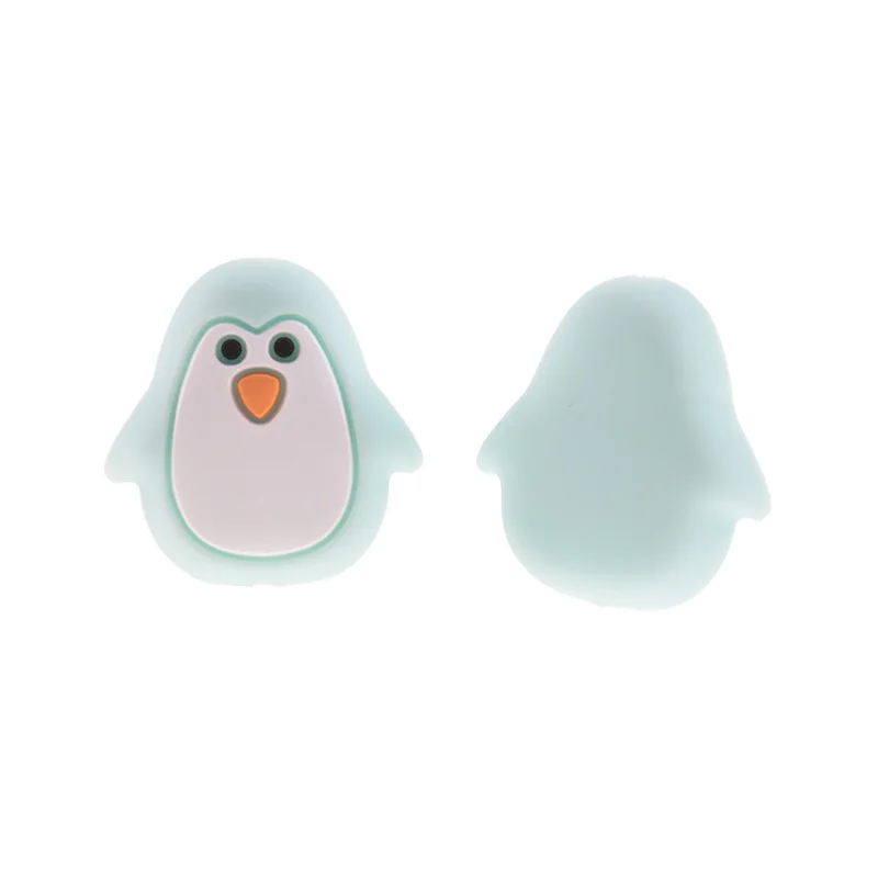Cuentas de dentici&oacute;n para beb&eacute;, mordedor de ping&uuml;ino de silicona sin BPA para reci&eacute;n nacido, cadena de chupete, accesorios para enfermera, joyer&iacute;a para masticar, 10 piezas-3
