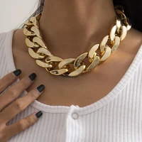 gothic punk golden ccb chain choker necklace for women vintage cross chain chunky cuban chain charm necklace jewelry female gift