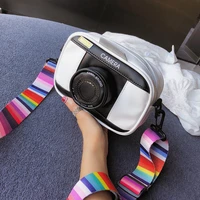 Fashion Camera shape rainbow girl shoulder bag design womens handbag high quality PU leather womens messenger bag