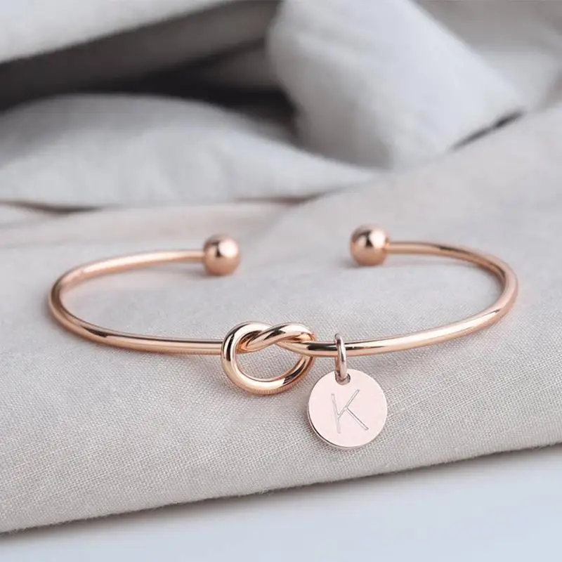 Персонализированные узел первоначального Браслеты браслеты A Z 26 букв браслет с