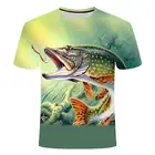 Летняя уличная Мужская футболка с 3D-принтом рыбы, крутая рыбалка с круглым вырезом и коротким рукавом, повседневные большие мужские футболки, мужская одежда, топы, футболка