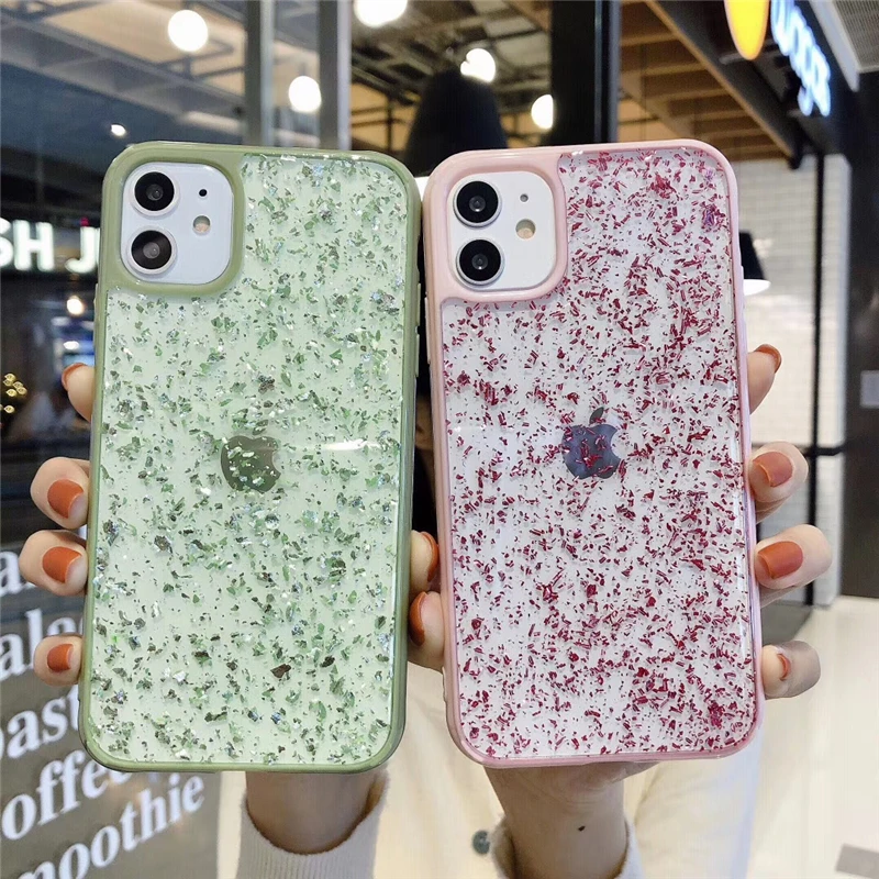 Luxury Glitter Candy Color Frame Phone Case For iphone 11 Pro XS Max X XR 8 7 Plus Soft Gold foil transparent Shockproof Cover |
