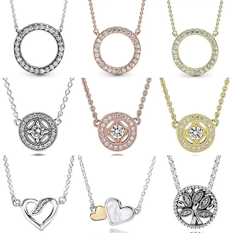 

Allure & Accented Circular Hearts Of Collier Ribbons Of Love Heart Necklace For Fashion 925 Sterling Silver Charm DIY Jewelry