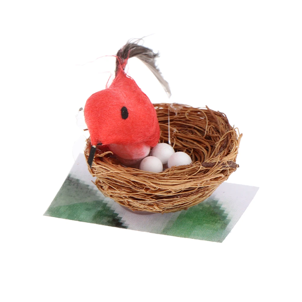 

1/6 Cute Miniature Bird Nest with Eggs Dollhouse Miniature Fairy Garden Decoration