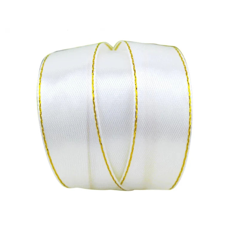 25 ярдов/рулон атласная лента с золотым краем мм | Дом и сад