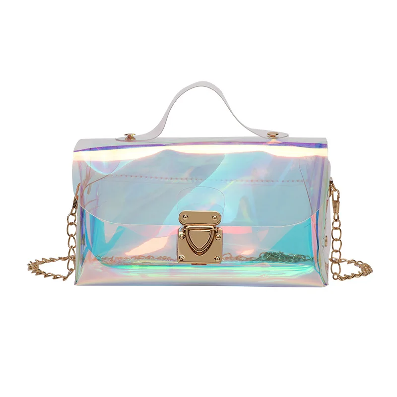 

2021 women's new net red laser transparent bag street fashion fashion chain shoulder bag wild hot shoulder bag