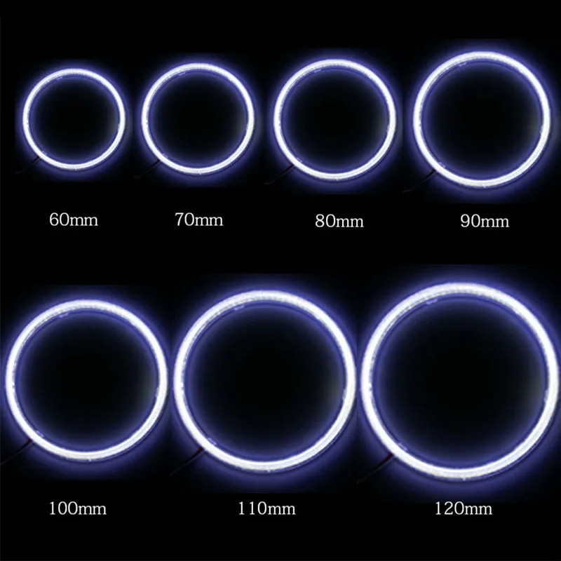 2 шт. автомобиль Ангельские глазки Led 60/70/80/90/100/110/120 мм COB Halo светодиодная кольцевая для E46 E60 головной светильник DRL Дневной светильник глаза ангела фары 12V