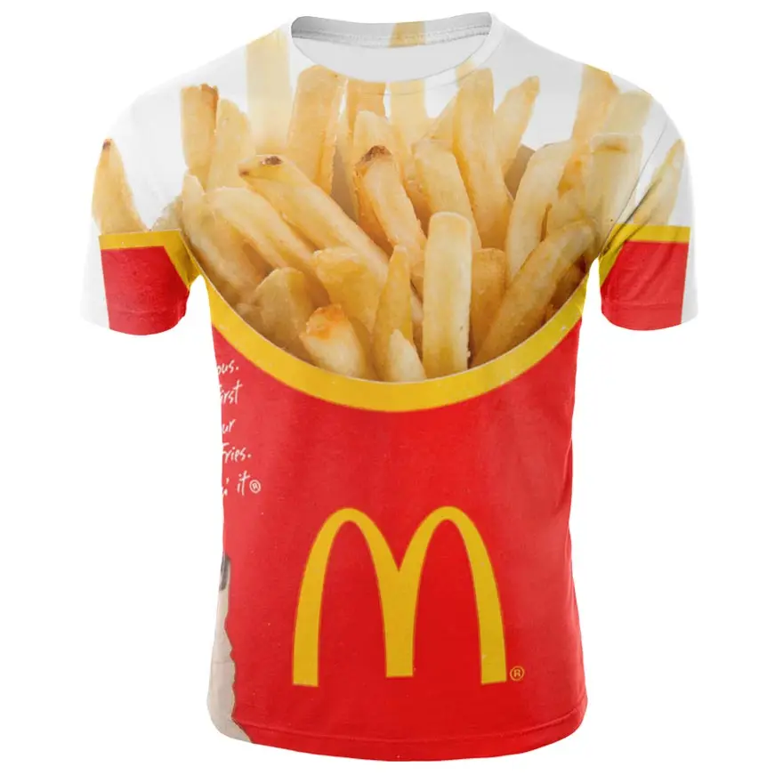 

New Funny Beer/French Fries/Hamburger 3D Print T Shirt Unisex Summer Fashion Casual Oversized T-shirt Men Women Streetwear Tops