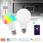 Интеллектуальная беспроводная (Wi-Fi) Светодиодная лампа для дома светильник ing Светодиодная лампа 10 Вт 15 Вт E27 Волшебная цветная (RGB + W + WW LED Изменение Цвет светильник накаливания с регулируемой яркостью IOS AlexaGoogle