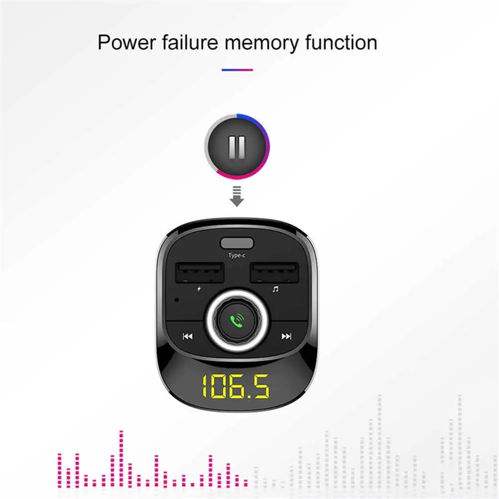 Автомобильный MP3-плеер Bluetooth fm-передатчик комплект Hands-Free 3.1A Dual USB зарядное устройство адаптер питания зарядное устройство type-c