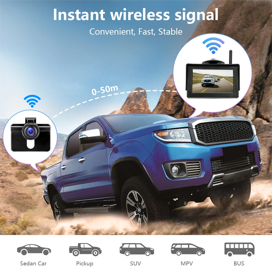 Jansite Беспроводная резервная камера 4,3 дюймов TFT lcd Автомобильный монитор камера заднего вида Беспроводная с монитором камера заднего вида для автомобиля