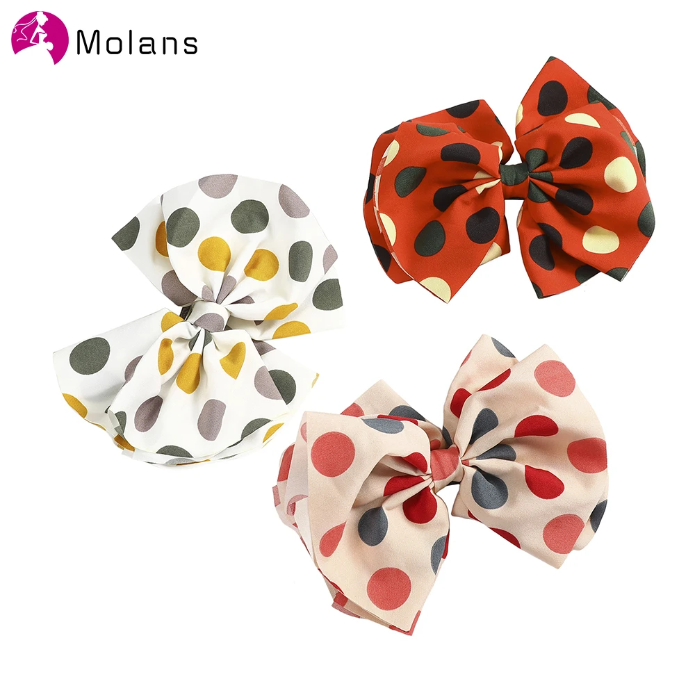 Модные заколки Molans с лентами и бантами для волос в горошек для женщин, сатиновый тренд, стильные аксессуары для волос.