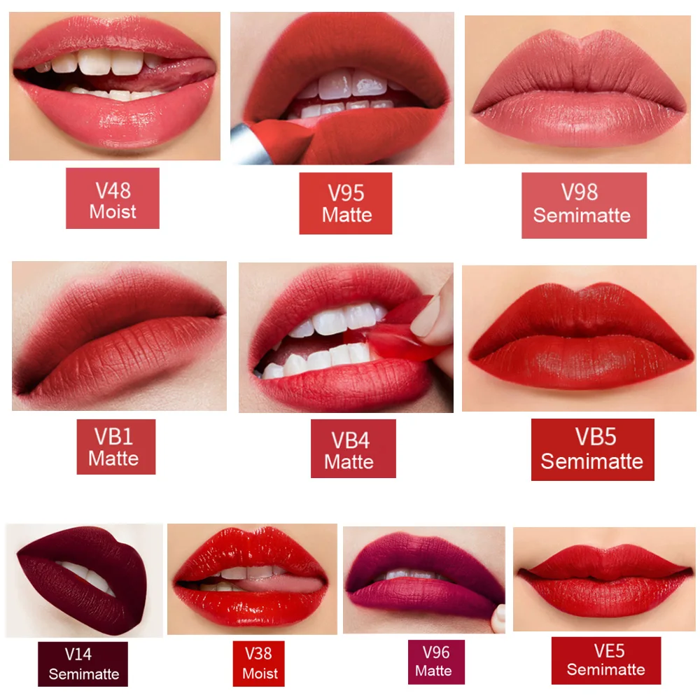 Высококачественная модная влажная губная помада матовая красная водостойкая