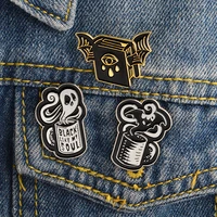 personality denim ghost demon badges punk brooch enamel pin metal broches for women badge pines metalicos brosche accessories
