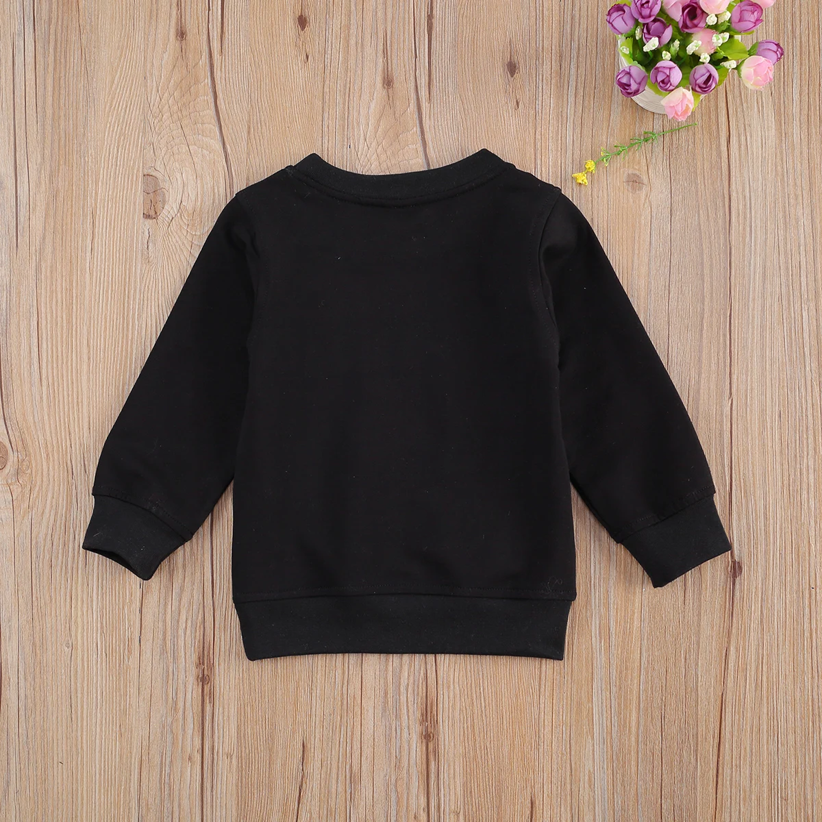 Boy Girl Long Sleeve Sweatershirt Letter Print Crew Neck Solid Color Pullover Autumn Winter Warm Hoodies Top for Children