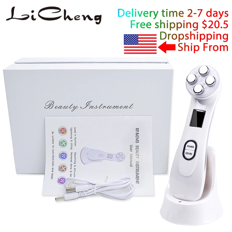 Licheng RF Beauty Device EMS LED Photon Electroporation Skin Tighten Rejuvenation Wrinkle Removal Face Lifting Massager Anti-age