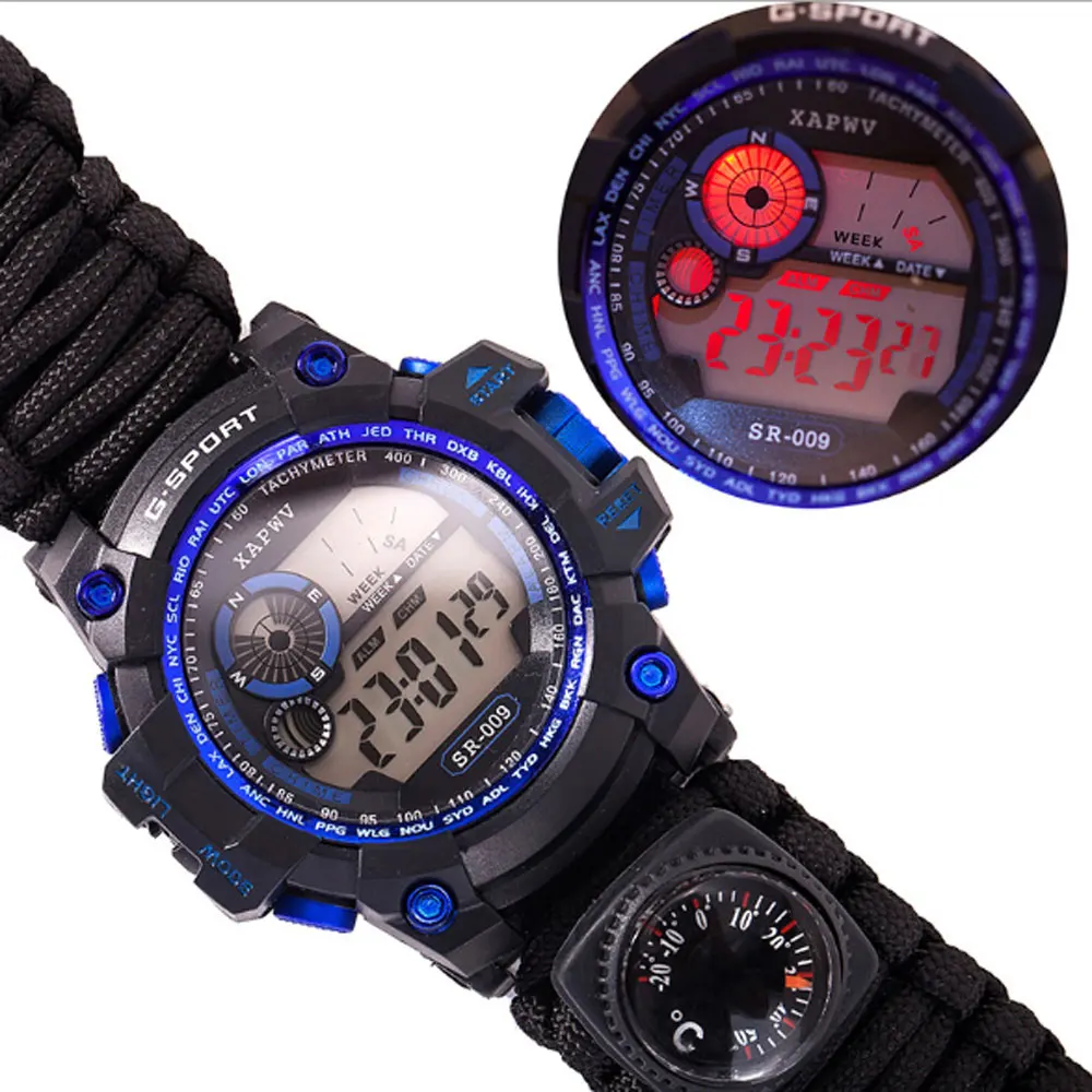 Выживания часы к повседневной одежде аварийного Водонепроницаемый Военный