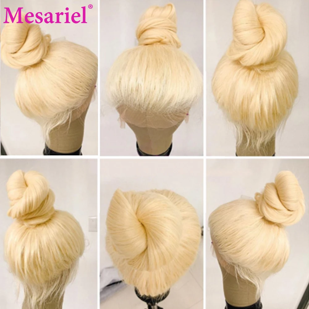 Mesariel 613 Blonde Remy 4*4 Brazilian Body Wave Lace Front Wigs Pre Plucked With Baby Hair Long Human Closure | Шиньоны и парики