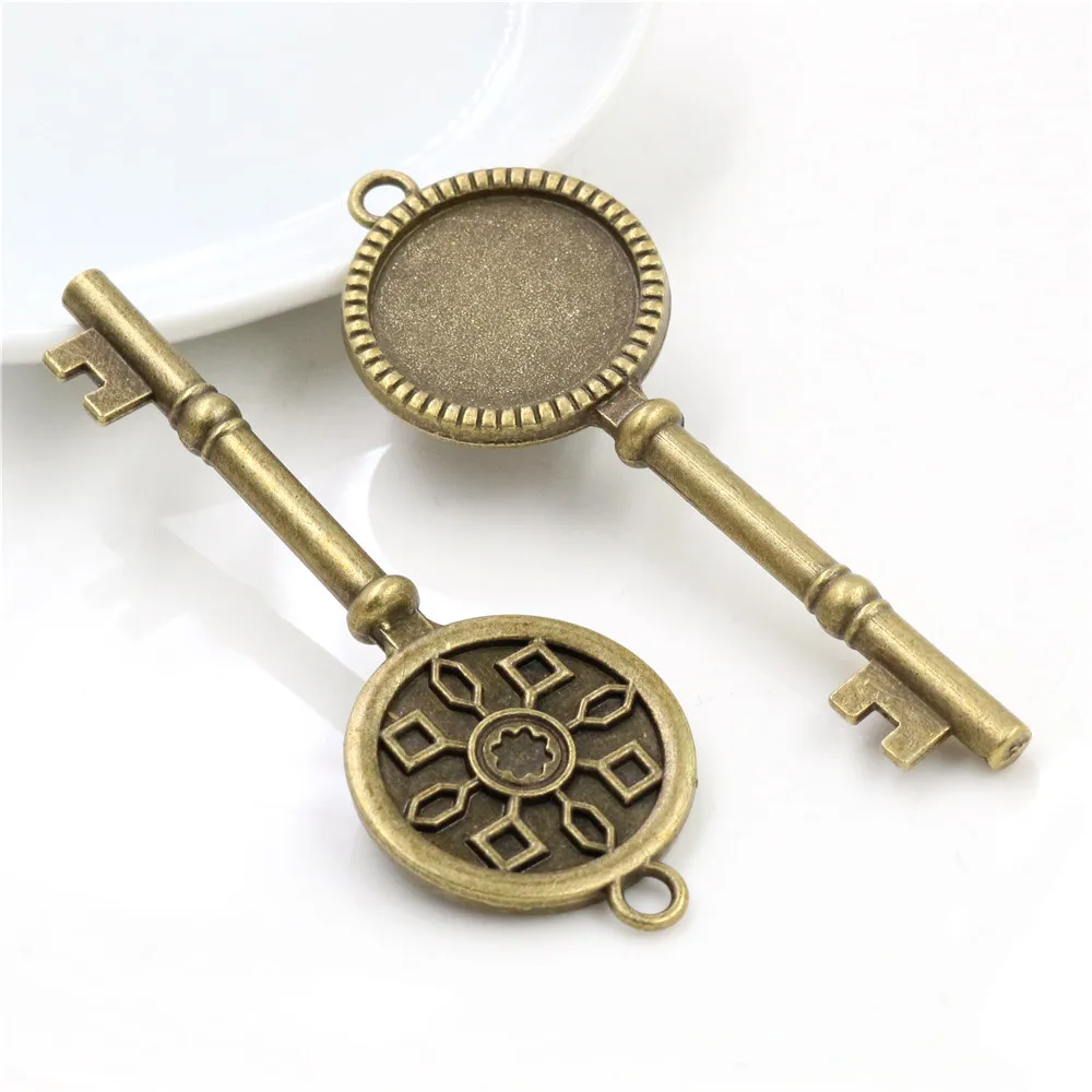 5 шт 20 мм Внутренний размер античный посеребренный Бронзовый черный ключ стиль