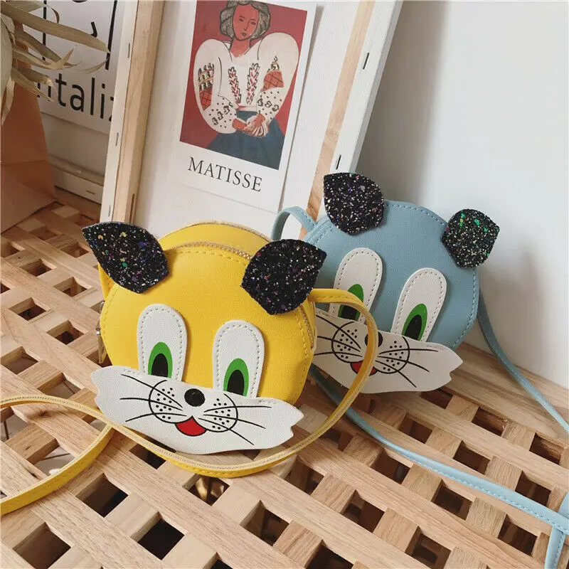 Милые детские сумки для девочек с мультяшным принтом маленькая кошка сумка через