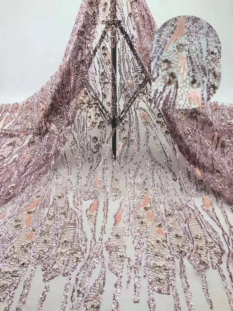 Французская сетка с вышивкой и блестками Африканское кружево нигерийская