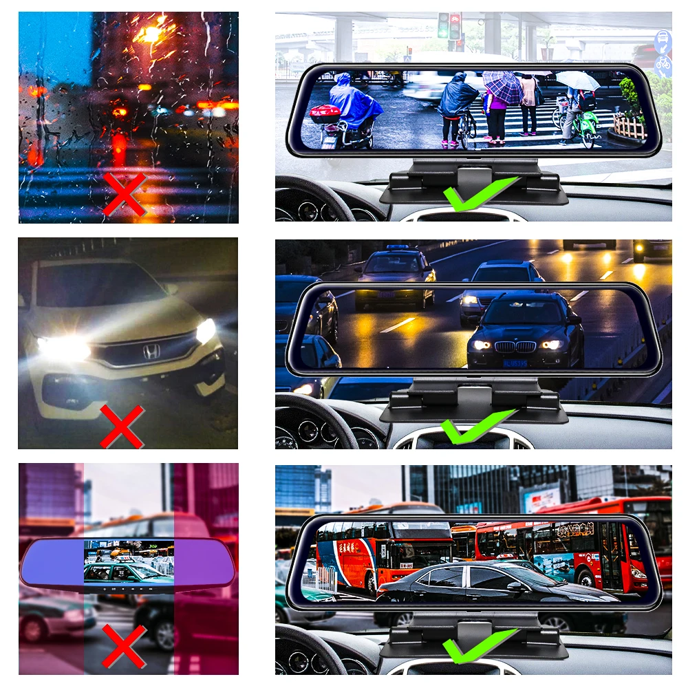 12 дюймов Android 8 1 автомобиля Зеркало заднего вида авто Регистраторы приборной