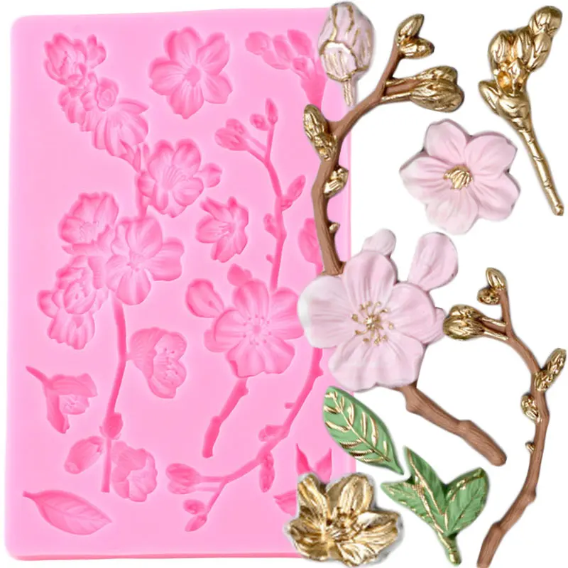 Цветков персикового дерева силиконовая формочка в виде цветов торт кайма для
