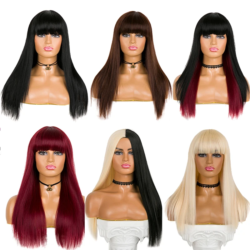 Длинный прямой парик Dream Ice с челкой парики из коричневых блонд синтетических