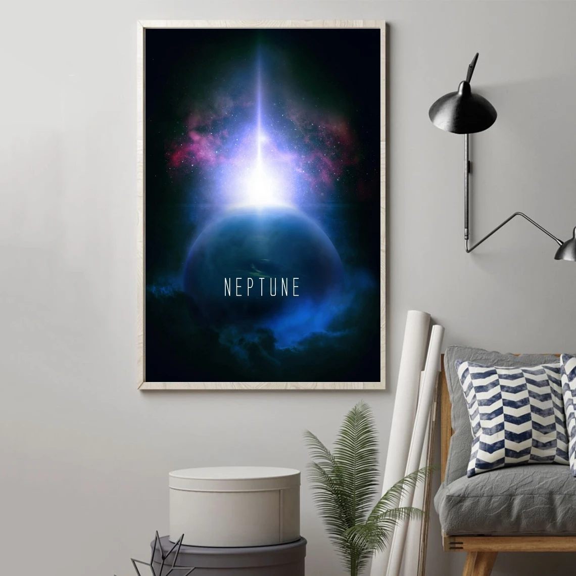Плакат с изображением планеты Нептуна минимализм фотография печать настенная
