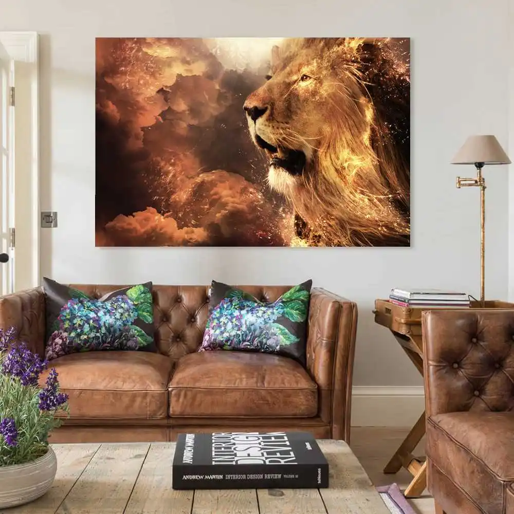 

Animal - Lion Poster Living Room Decoration Painting Canvas Wall Art Oil Painting Bedroom