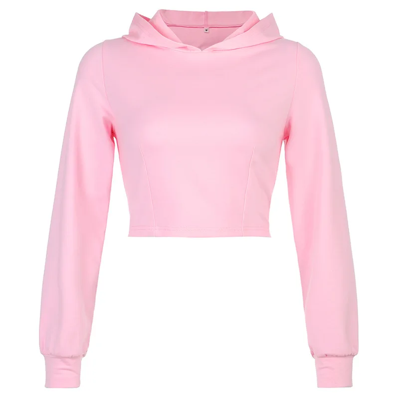 

Crop Tops Women Spring Short Pullovers Hooded Hoodie Female Sexy Back Hollow Lace Up Tops Solid Cute Y2K Streetwear Girls Outfit