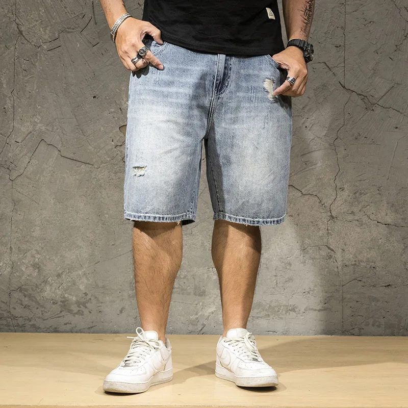 46 Plus Size Baggy Jeans Denim Jeans Mens Shorts Jeans High Quality Casual Pants Denim Trousers Fashion Male 2021 New Summer