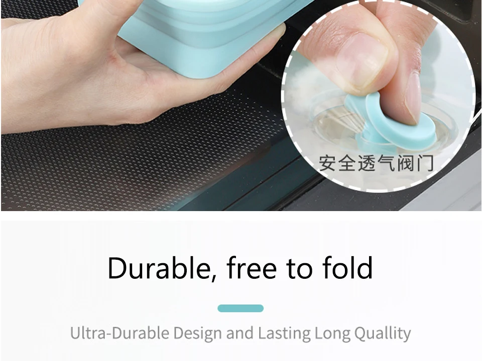 Силиконовый складной Ланч-бокс, контейнер для хранения еды, Bento BPA Free, Microwavable, портативный, для пикника, кемпинга, прямоугольная, открытая коробка