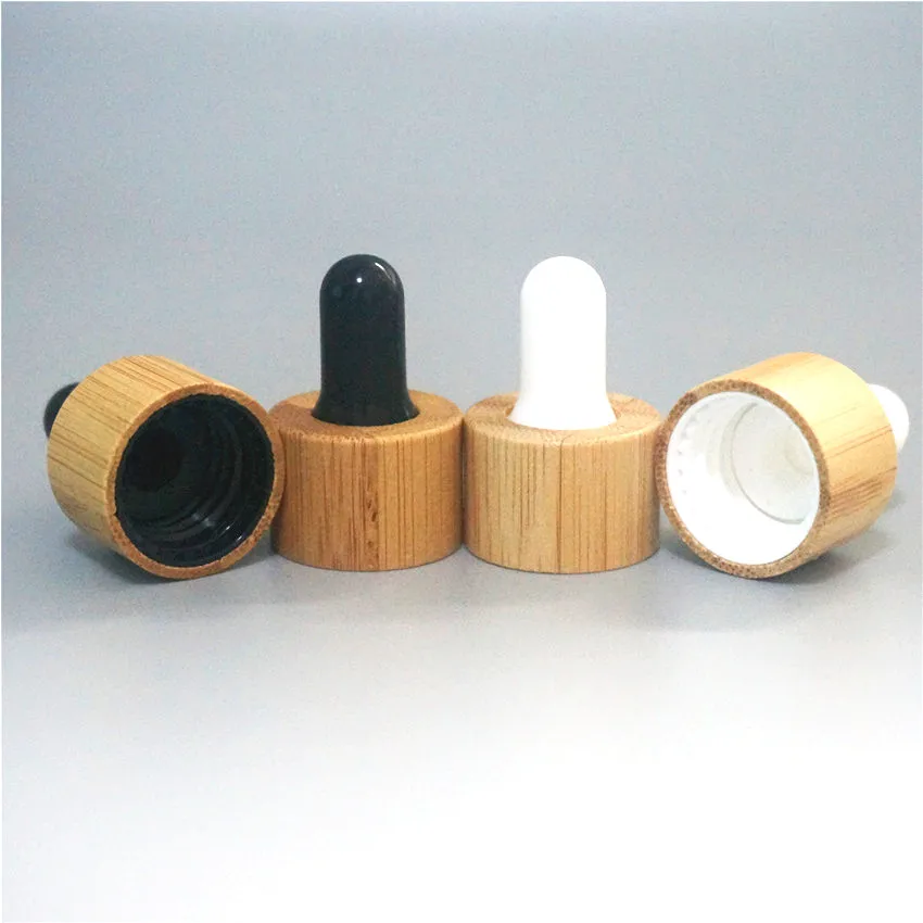 

Size 18/410 20-500pcs Essential Oil Bottles Cap Black/white Glue Head Nature Bamboo Dropper Cover 5-100ml Essential Oil Bottle