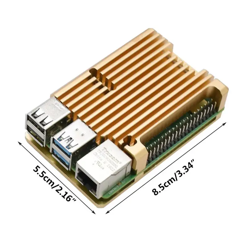 Алюминиевый Золотой корпус металлический корпус коробка радиатора для Raspberry Pi 4 Модель B Q39D