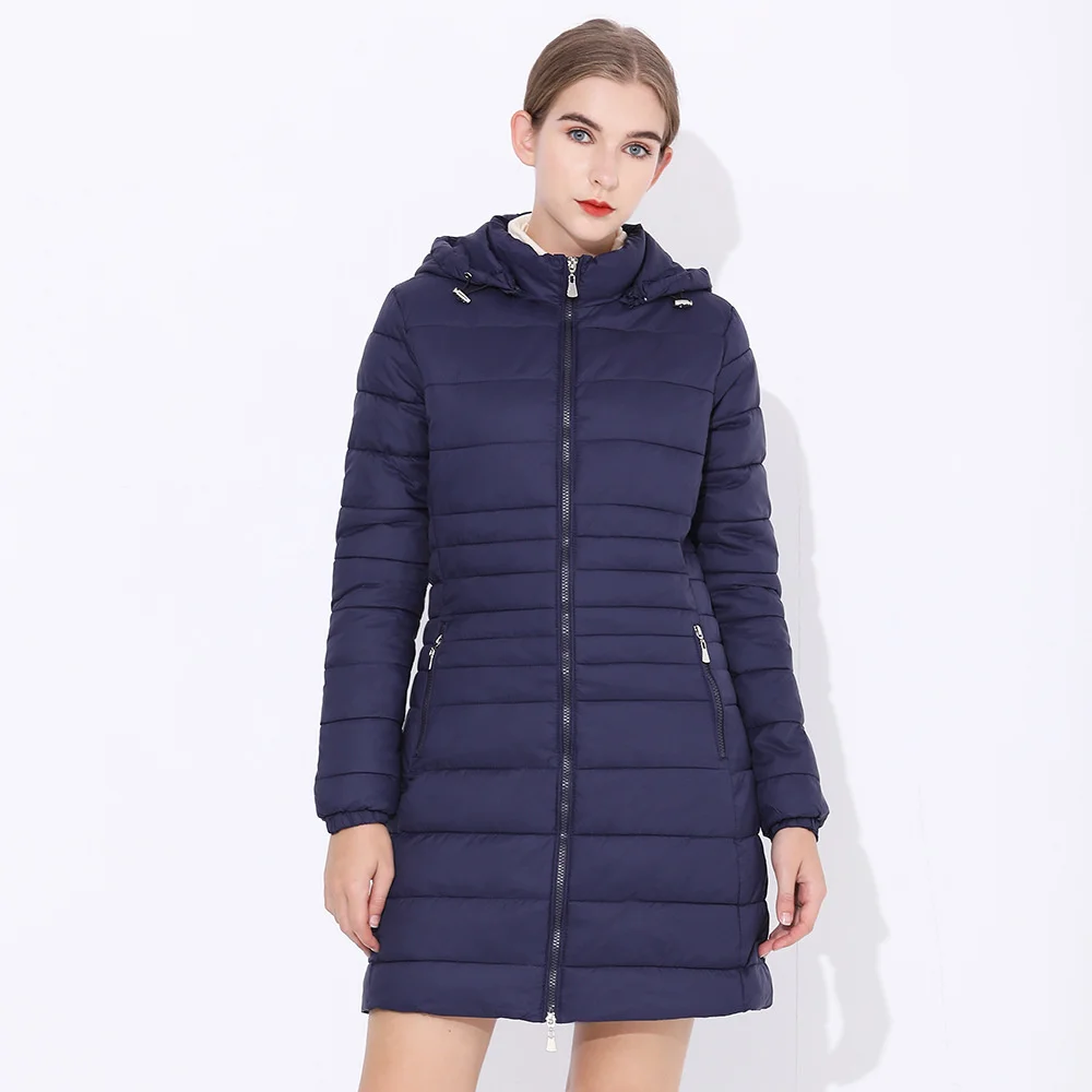 

Autumn and Winter New Slim Fit Medium and Long Cotton Clothes Light and Thin Solid Color Cotton Clothes Cotton Padded Jacket