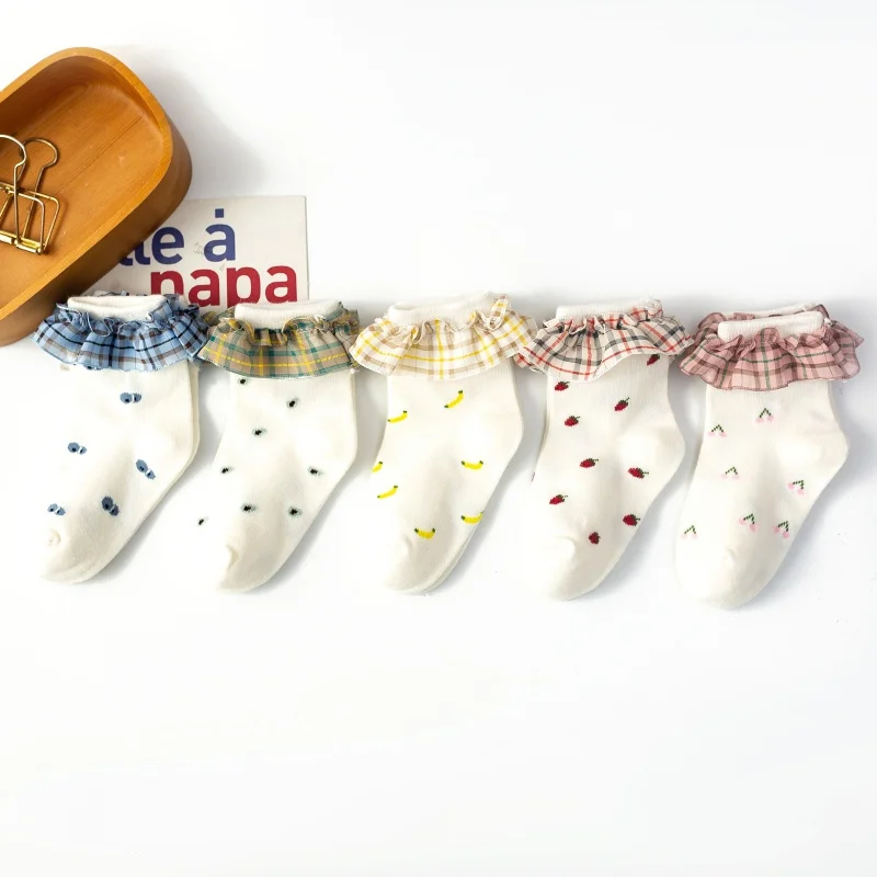 Beb&eacute; NI&Ntilde;OS Calcetines de algod&oacute;n de encaje de princesa para ni&ntilde;as Sweete cuadros reci&eacute;n calcetines punto beb&eacute; calcetines punto primavera oto&ntilde;o beb&eacute; Calcetines-0
