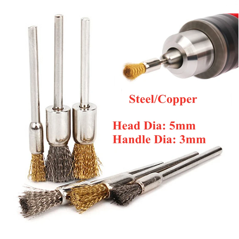 

4Pcs Steel Wire Brushes Polishing Wheel Brush for Tools Mini Brushed Burr Welding Metal Surface Pretreatment Grinding