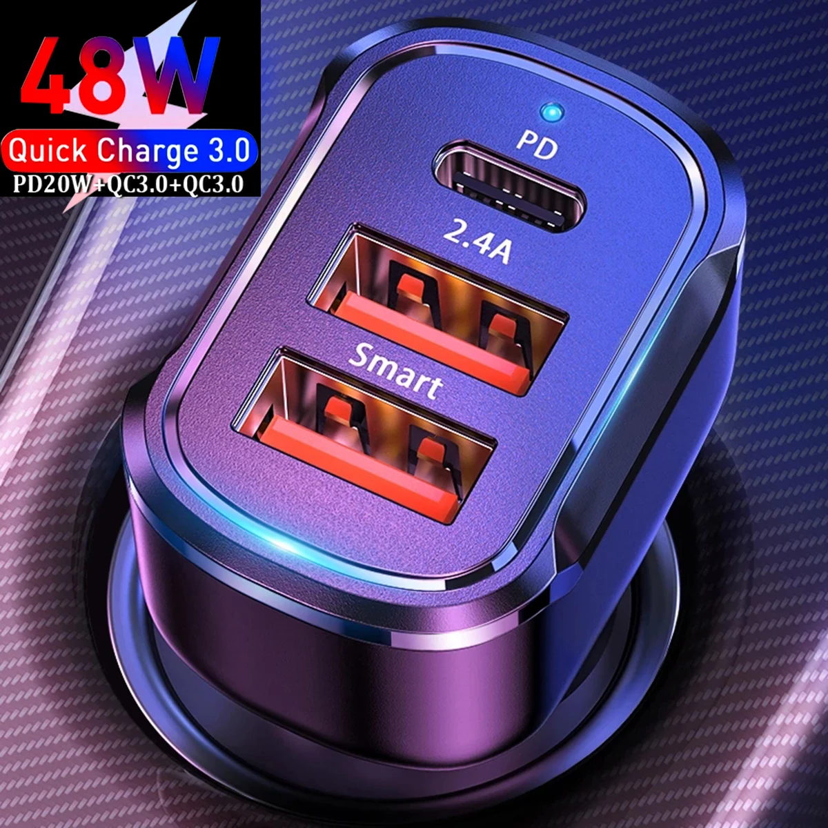 Автомобильное зарядное устройство PPS PD QC 3 USB металлическое быстрое для iPhone 12 Xiaomi