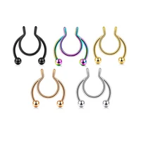 trendy fake piercing nose ring u shaped stainless steel horseshoe hoop nose septum rings for women men body jewelry non pierced