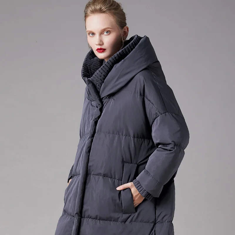 

Hooded Duck Down Jacket Women Winter 2020 Outerwear Coats Thicken Warm Retro Vintage Quilted Parkas Lady Puffer Overcoat Outwear