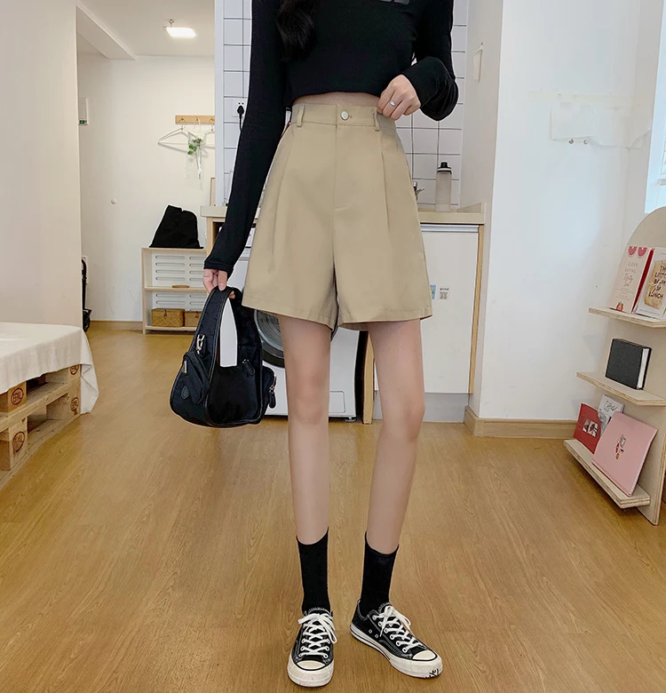

YTX695 Spring 2021 new straight loose wide leg high waist A-line overalls women suit shorts