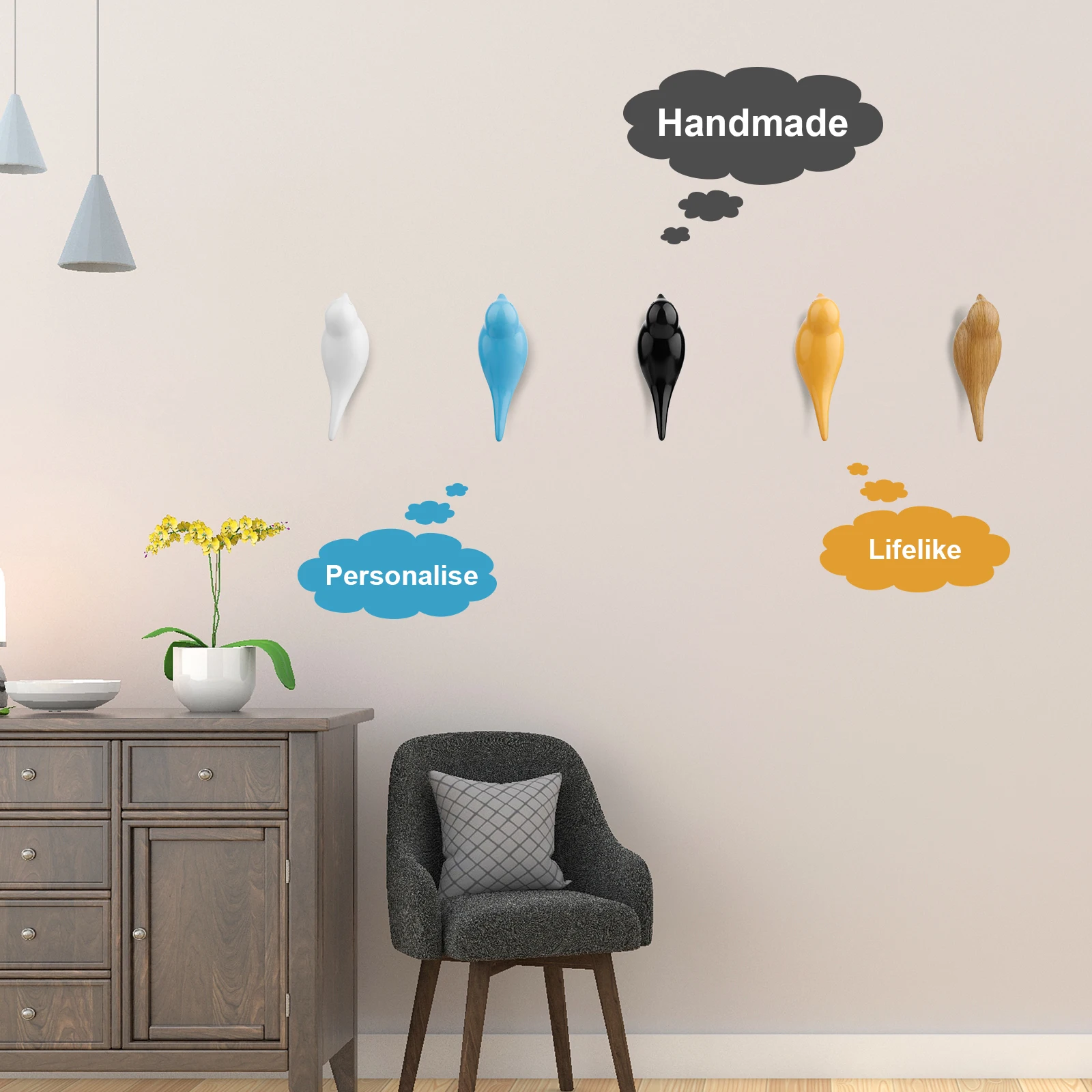 

5pcs/lot Cute Decorative Birds Wall Mounted Scarves Coat Hanger Coats Hats Keys Towels Hooks