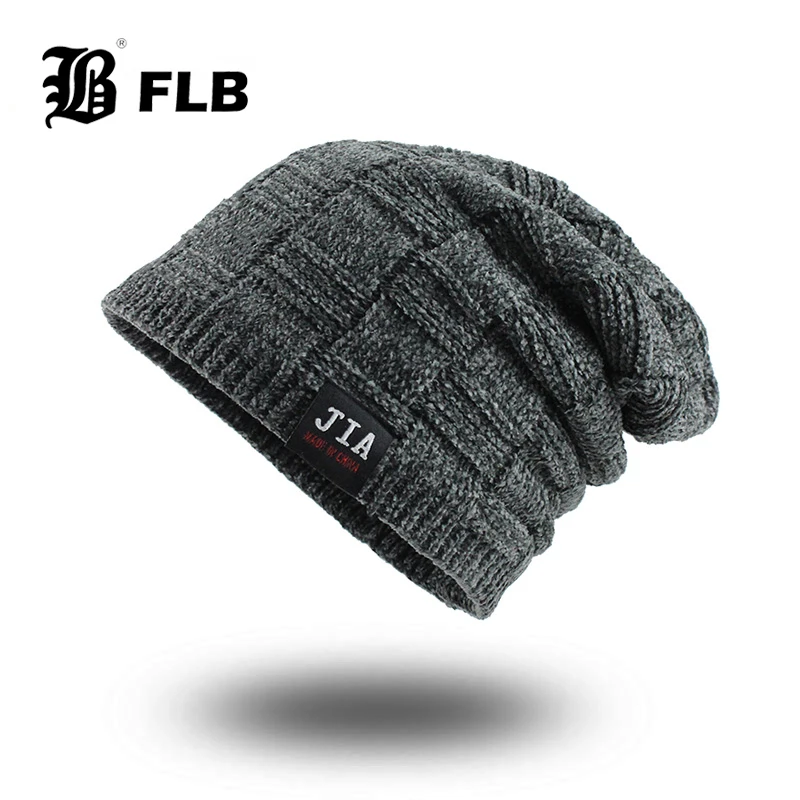 Зимние шапки [FLB] мужские с шарфом вязаные маски Теплые Мешковатые головные уборы