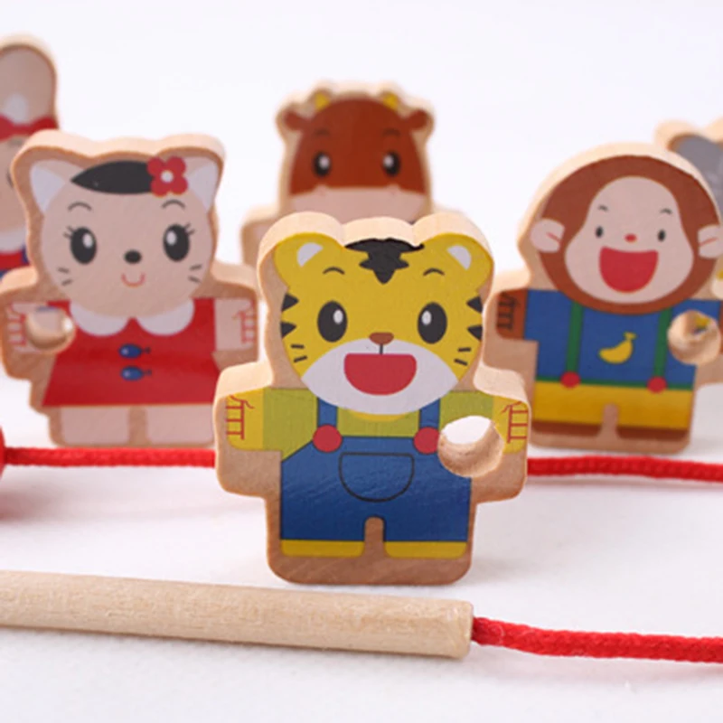Деревянные игрушки Diy игрушка мультфильм животное резьба деревянные бусины игрушка Монтессори развивающие для детей