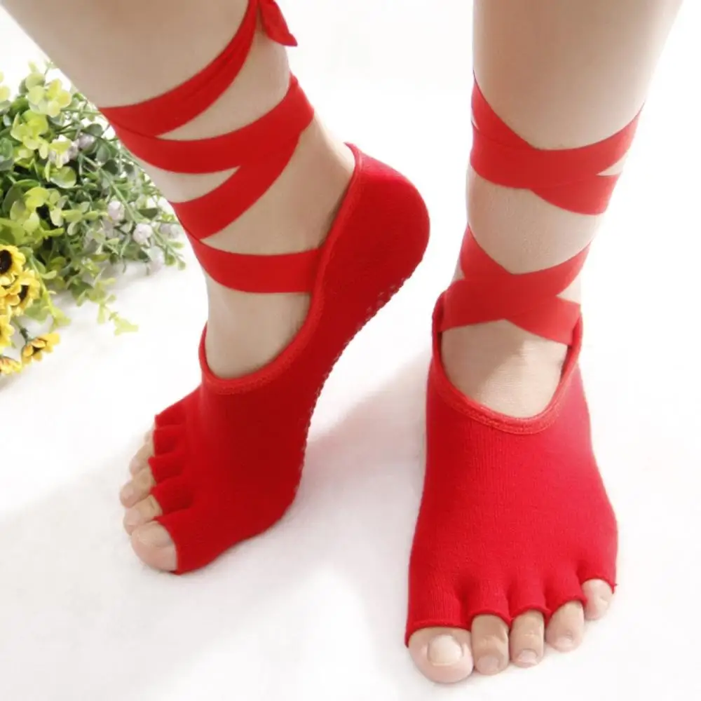 Бандажные носки с открытым носком женские дышащие противоскользящие массажные